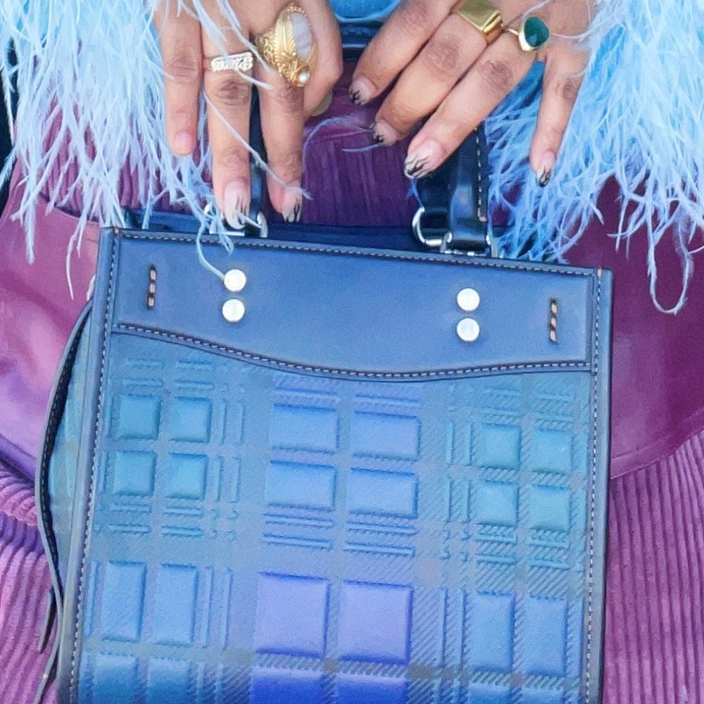 Coach Rogue 20 Plaid Bag in Blue